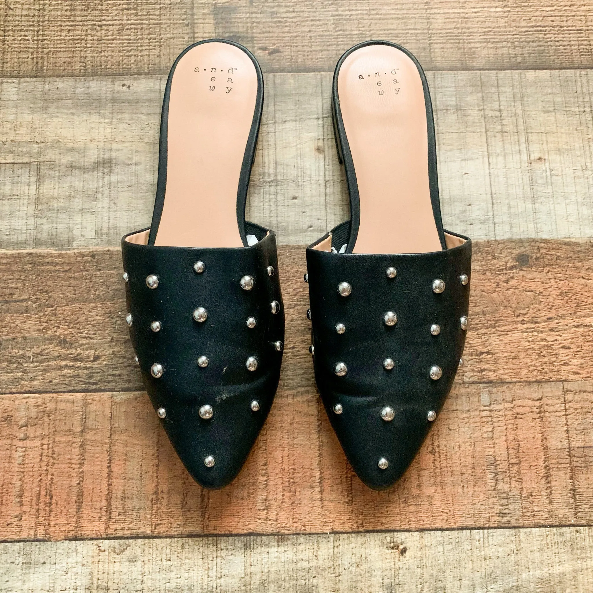 A New Day Black Studded Mules- Size 7.5