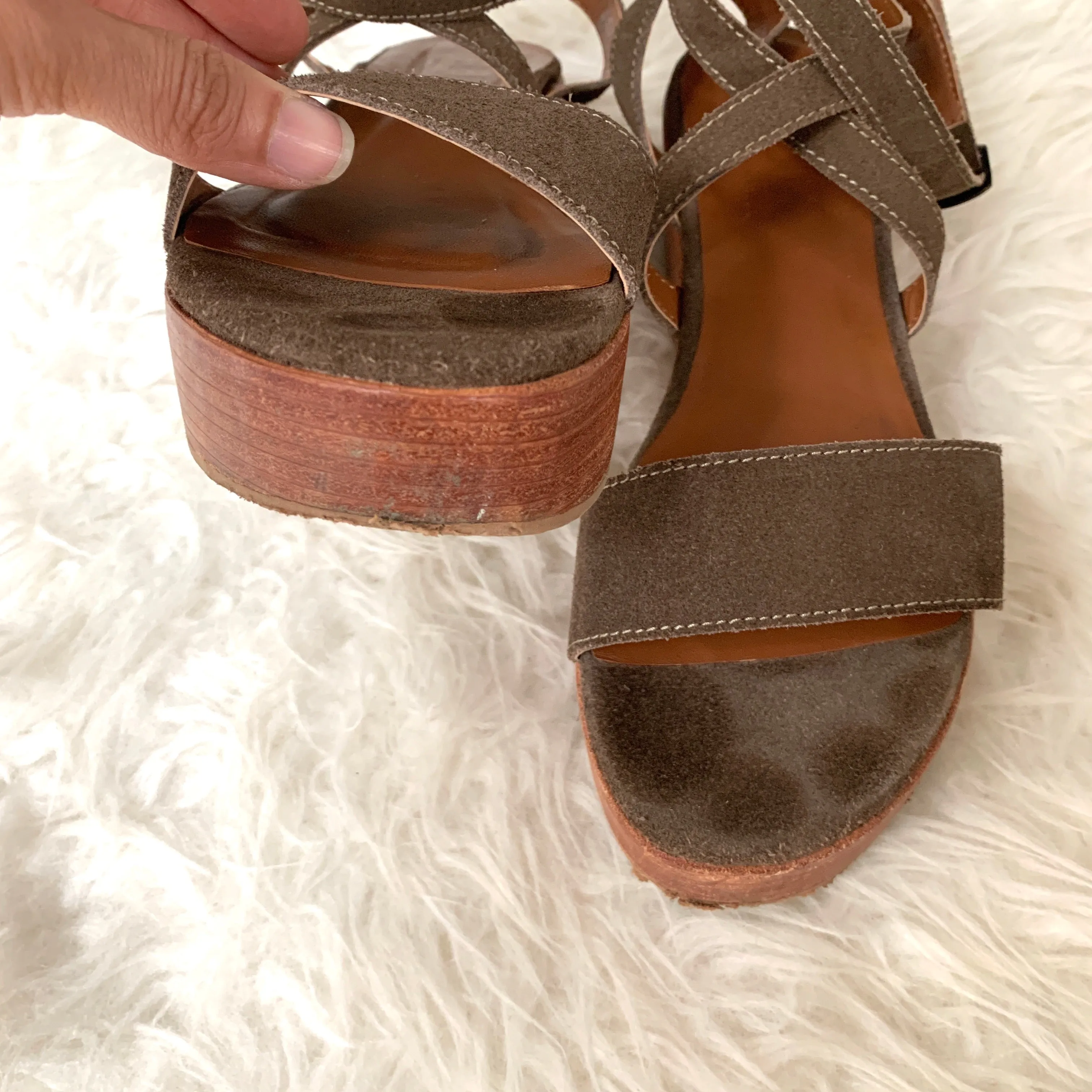 ABLE Brown Suede Platform Sandal- Size 7