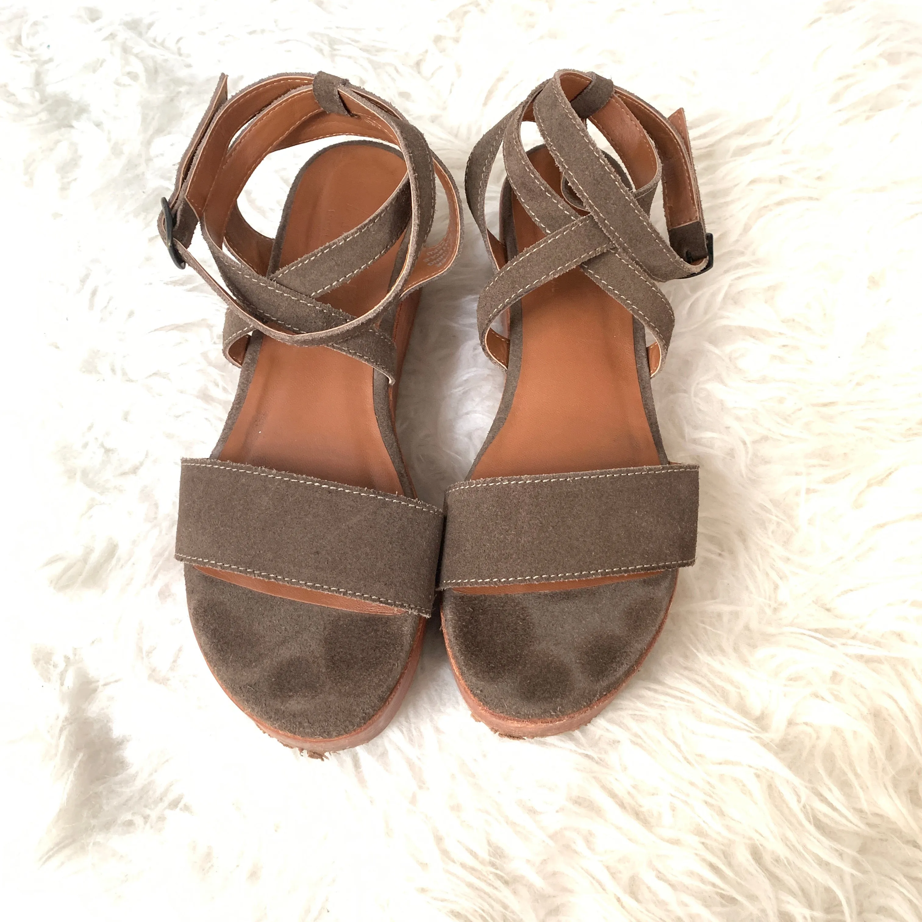 ABLE Brown Suede Platform Sandal- Size 7