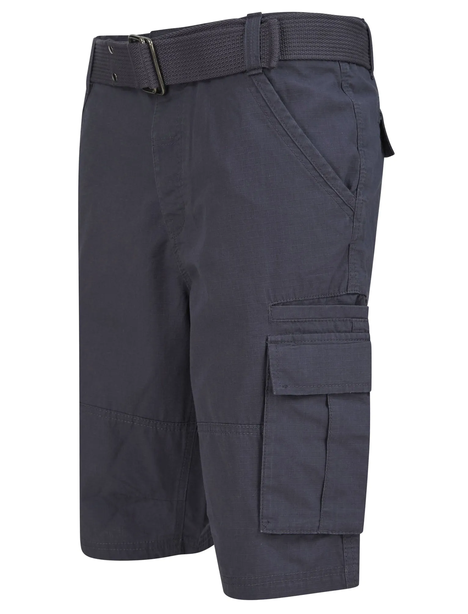 Africa Ripstop Cotton Cargo Shorts with Belt In Slate - Tokyo Laundry