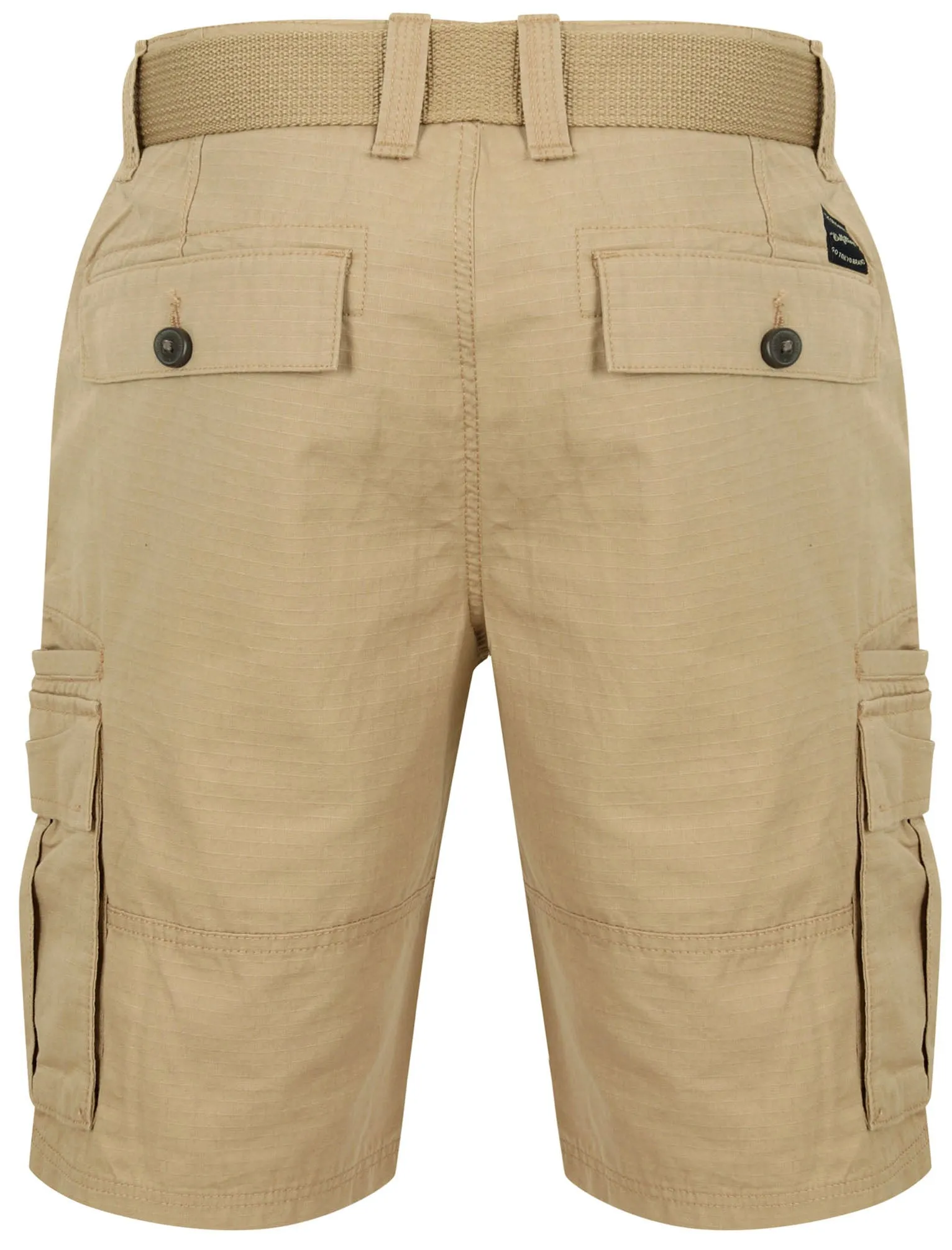 Africa Ripstop Cotton Cargo Shorts with Belt In Stone - Tokyo Laundry