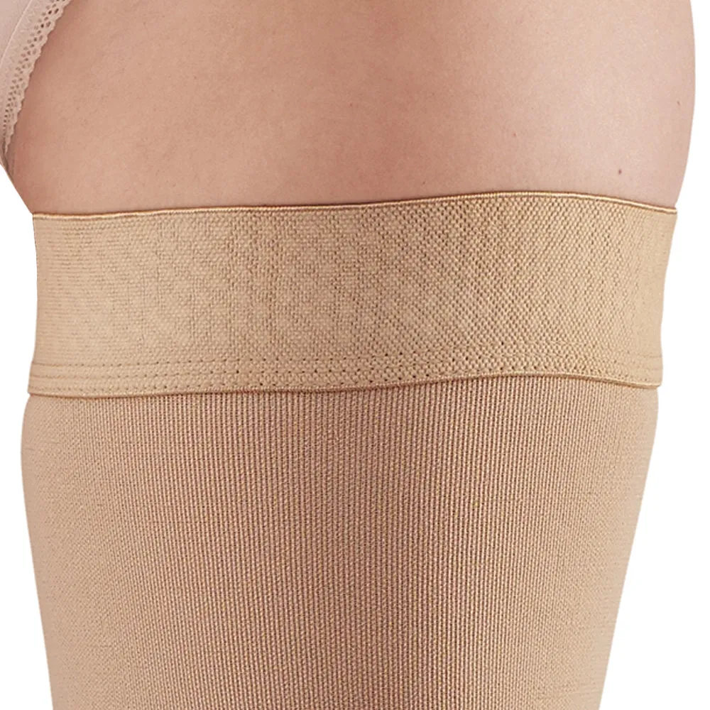 AW Style 292 Luxury Opaque Closed Toe Thigh Highs w/Dot Silicone Band - 20-30 mmHg