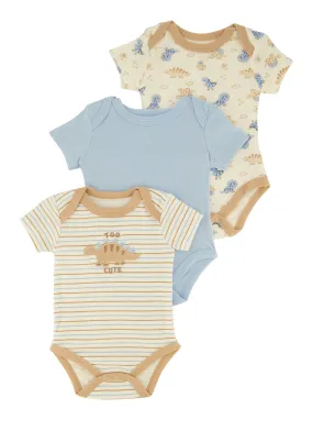 Baby Boys 0-9M Too Cute Dino Graphic Bodysuit Trio