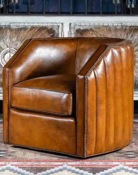 Burnished Leather Swivel Chair