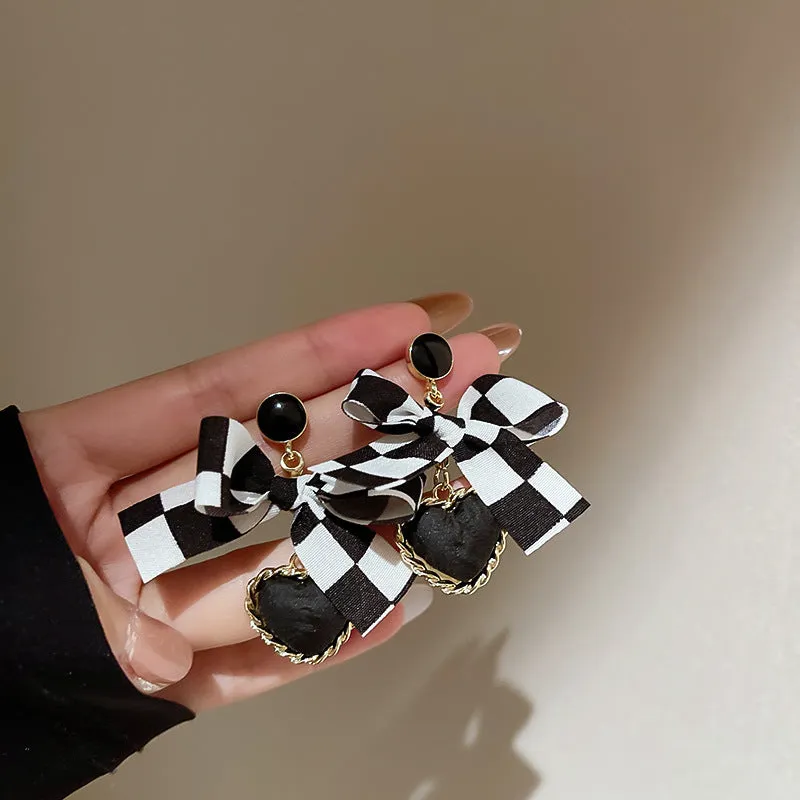 Checkerboard Bow Earrings