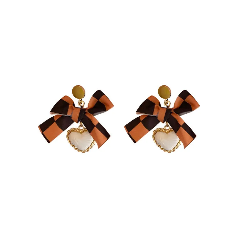 Checkerboard Bow Earrings