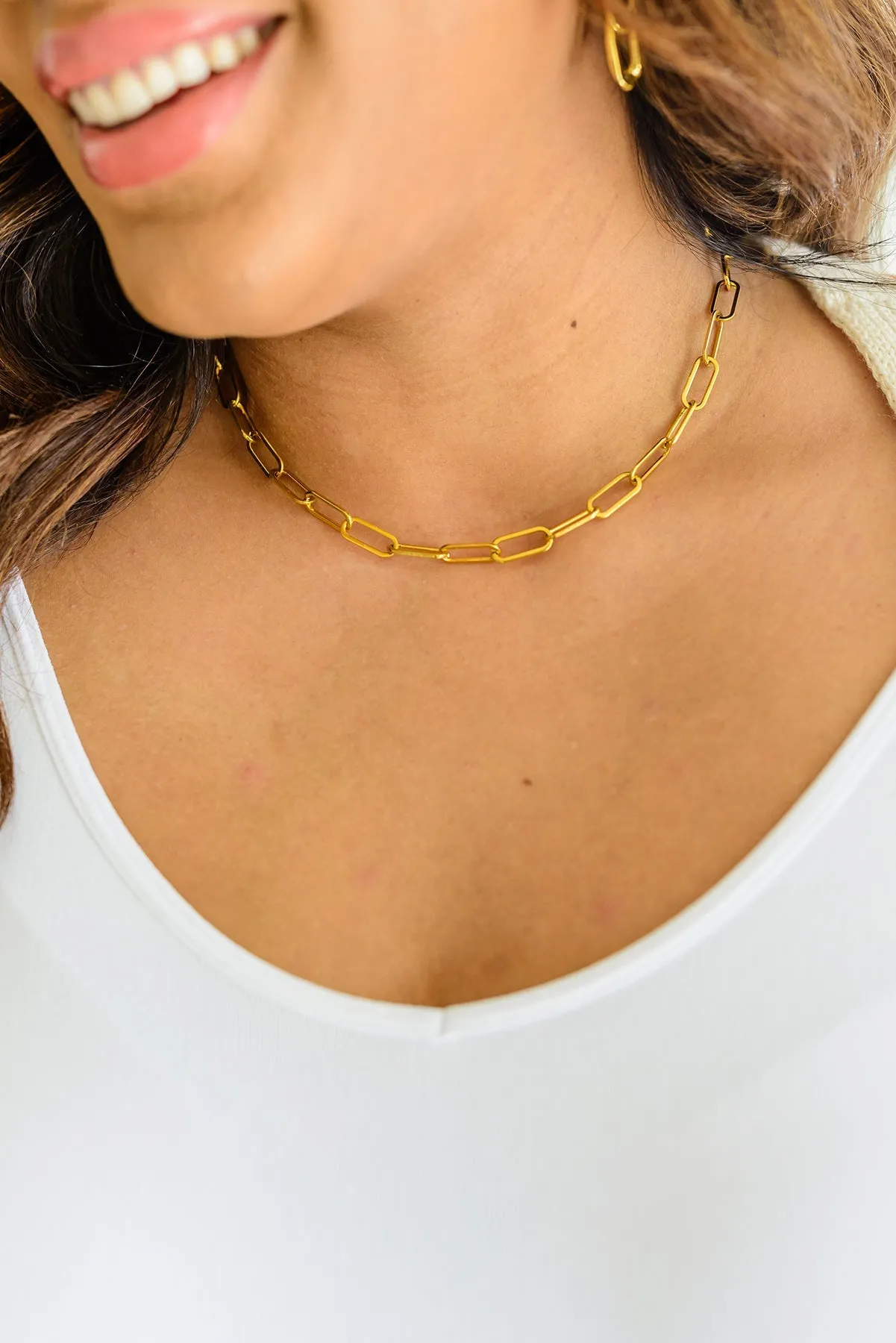 Classic Paper Clip Chain Necklace WH