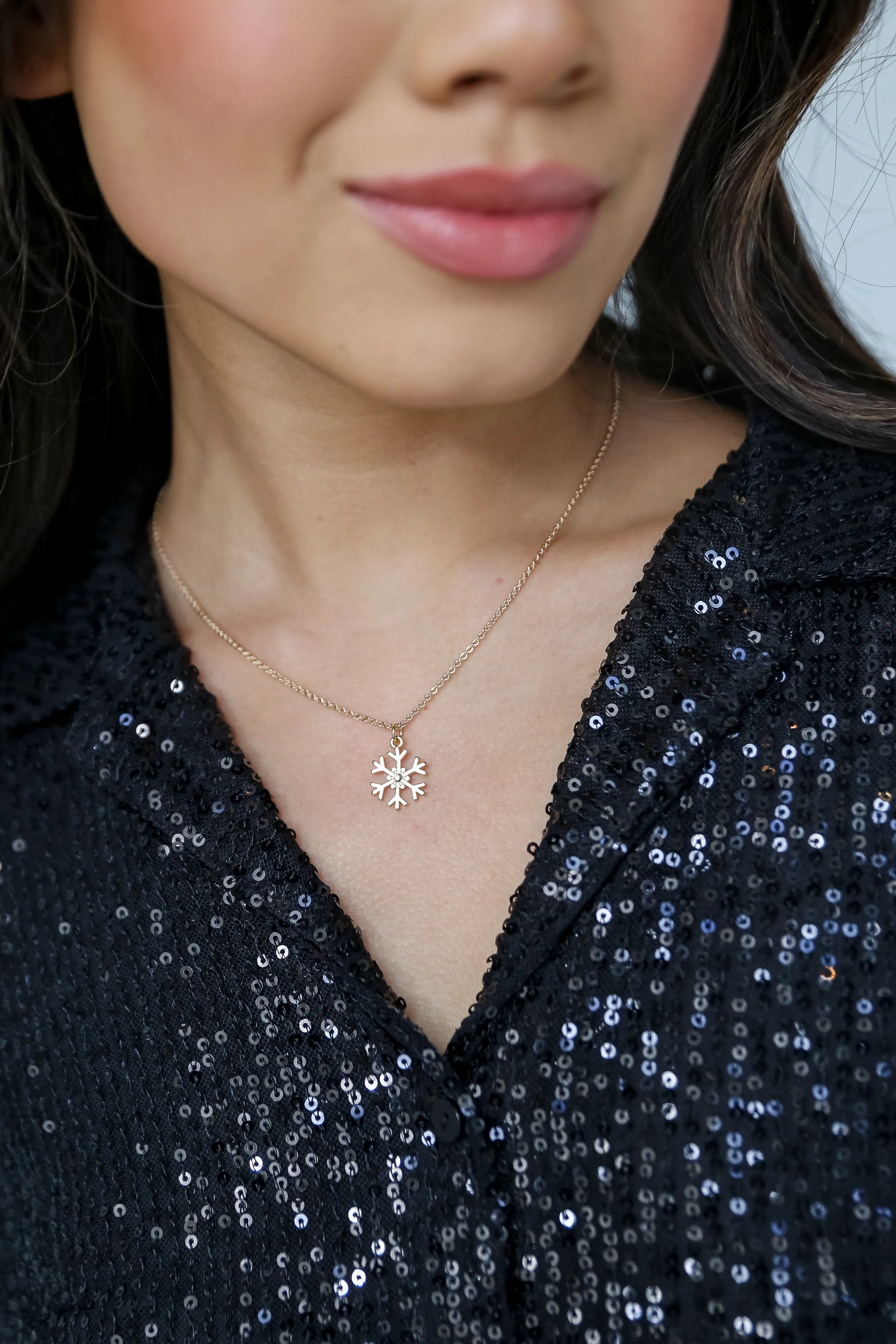 FINAL SALE - Ansley Gold Snowflake Charm Necklace