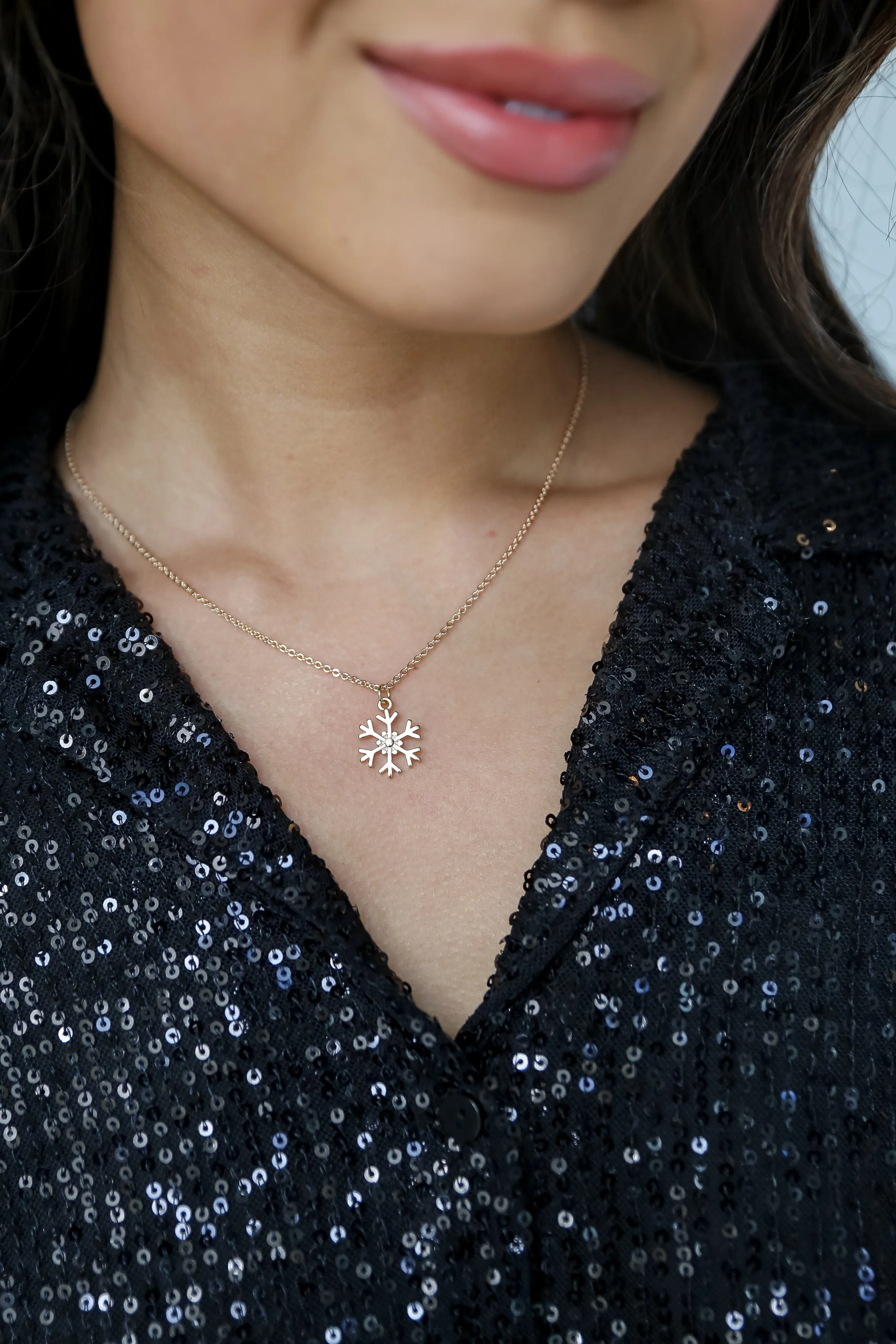 FINAL SALE - Ansley Gold Snowflake Charm Necklace