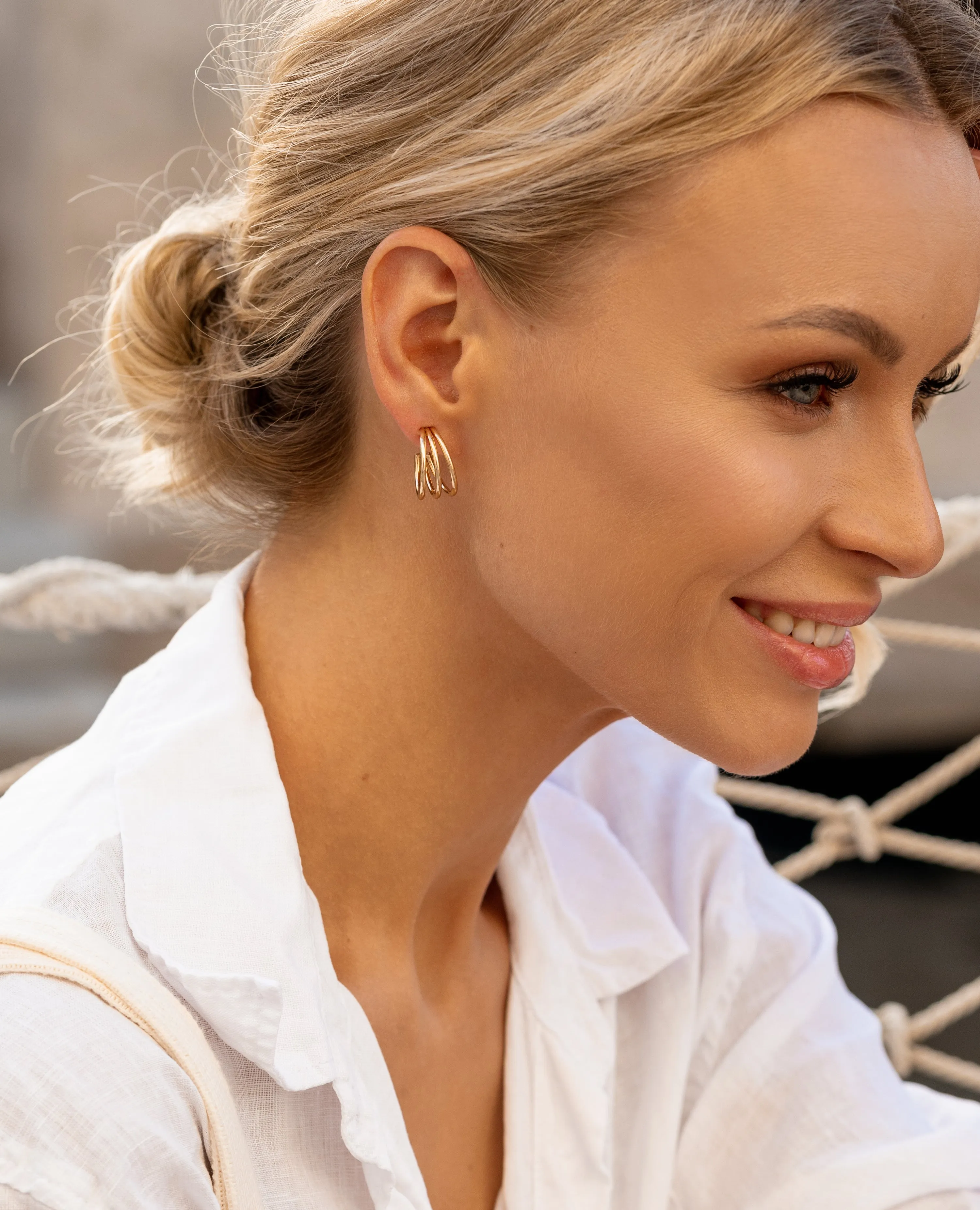 Gold Triple Hoop Earrings