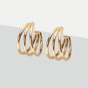 Gold Triple Hoop Earrings