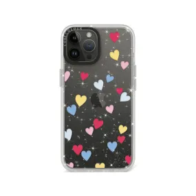 iPhone 12 Pro Flying Hearts Glitter Phone Case