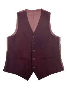 Mazari Windowpane Performance Stretch Vest - Burgundy Wine