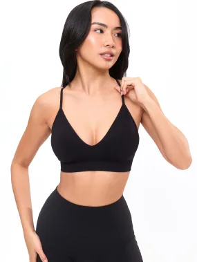 Plunge Seamless Sports Bra - Black