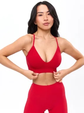 Plunge Seamless Sports Bra - Lipstick Red