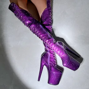 Purple Rain Over Knee Boot - 8 INCH