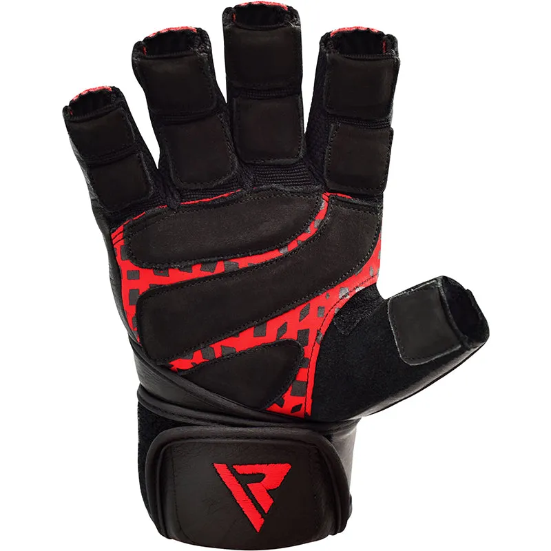 RDX L7 Crown Leather Fitness Gloves with Strap