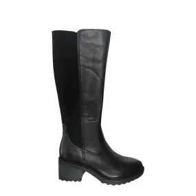 Salvia Women's Mikki Tall Side Zip Leather Boot in Black