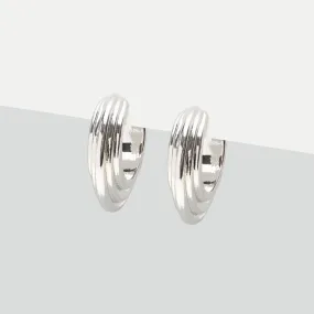 Silver Oval Chunky Hoop Earrings