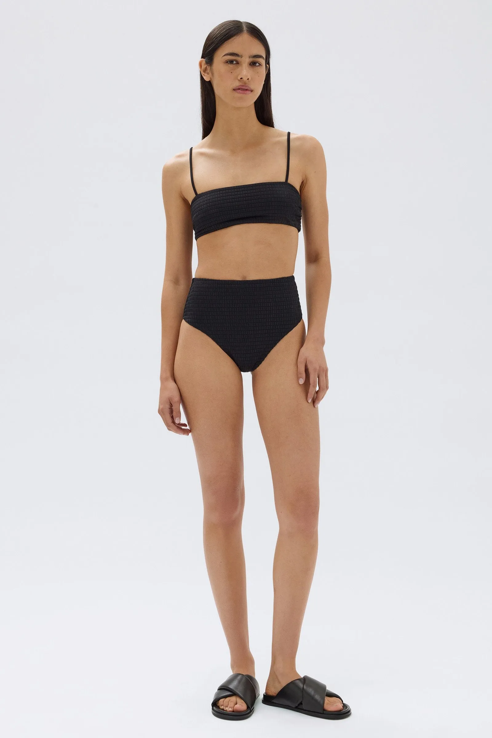 Textured High Waisted Swim Brief