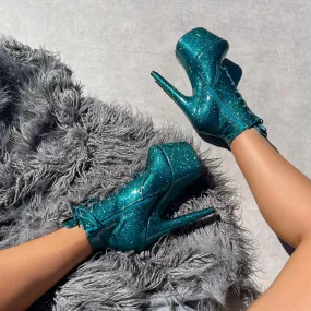 The Glitterati Ankle Boot - Ocean Eyes - 7 INCH