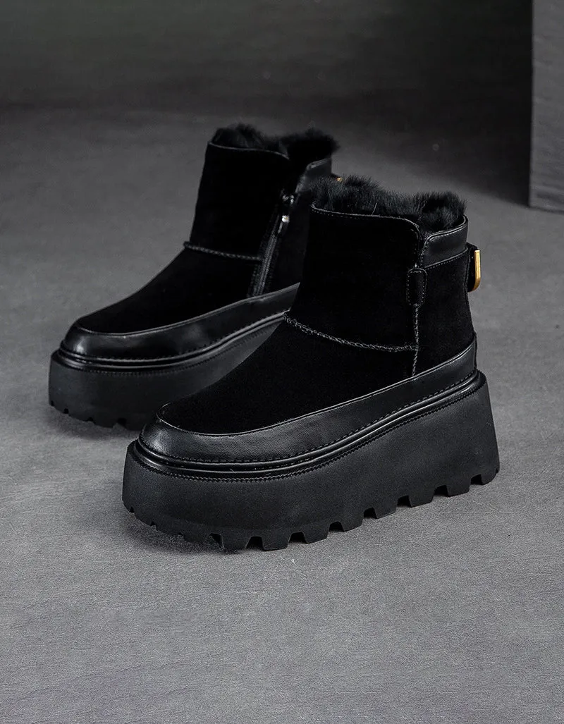 Winter Suede Platform Snow Boots with Fur