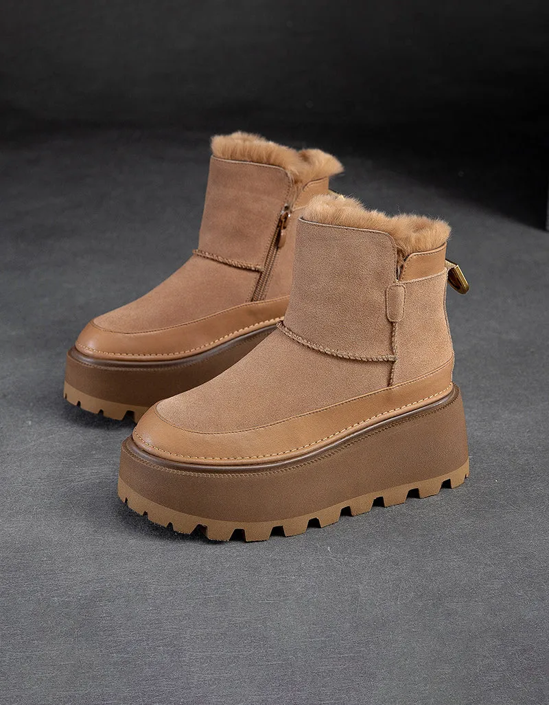 Winter Suede Platform Snow Boots with Fur