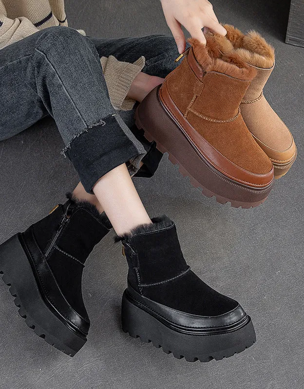 Winter Suede Platform Snow Boots with Fur